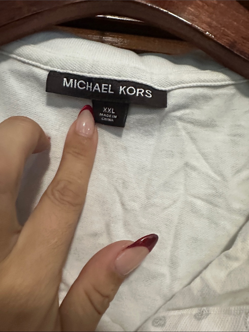 Michael Kors White Polo with Subtle Micro Print - Picture 4 of 4